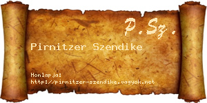 Pirnitzer Szendike névjegykártya